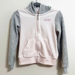 Juicy Couture Kids Pink Rhinestone Velour Zip Up Track Jacket - Size 5